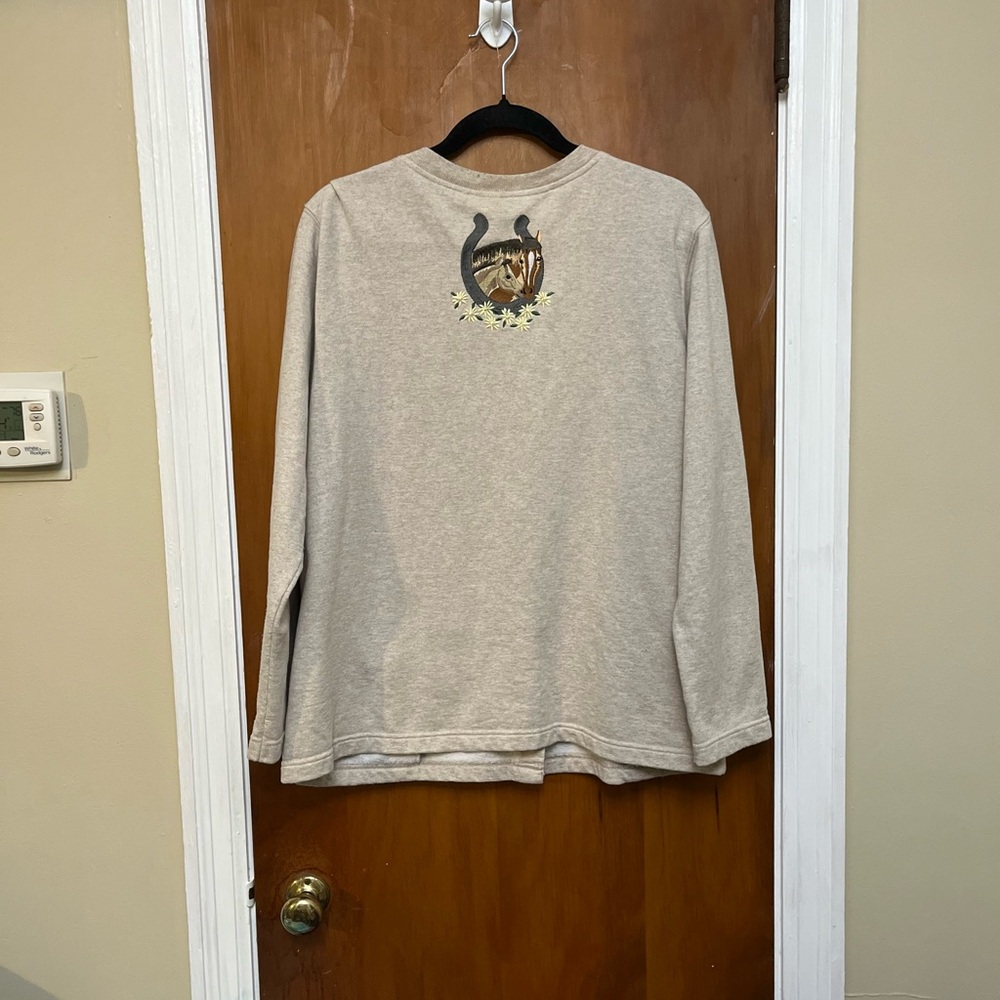 KORET Women’s Embroidered Horse Cardigan in Beige M - Picture 6 of 7